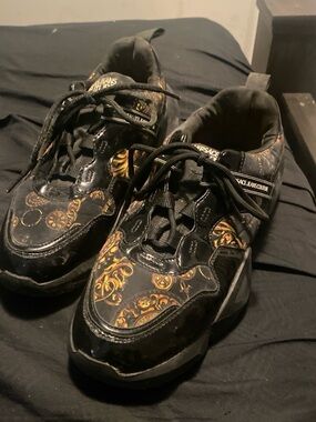 Versace Jeans Couture Black and Gold Baroque Sneakers